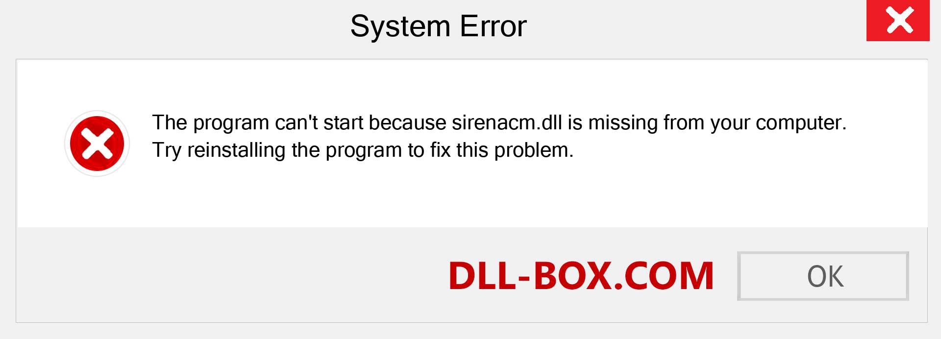  sirenacm.dll file is missing?. Download for Windows 7, 8, 10 - Fix  sirenacm dll Missing Error on Windows, photos, images