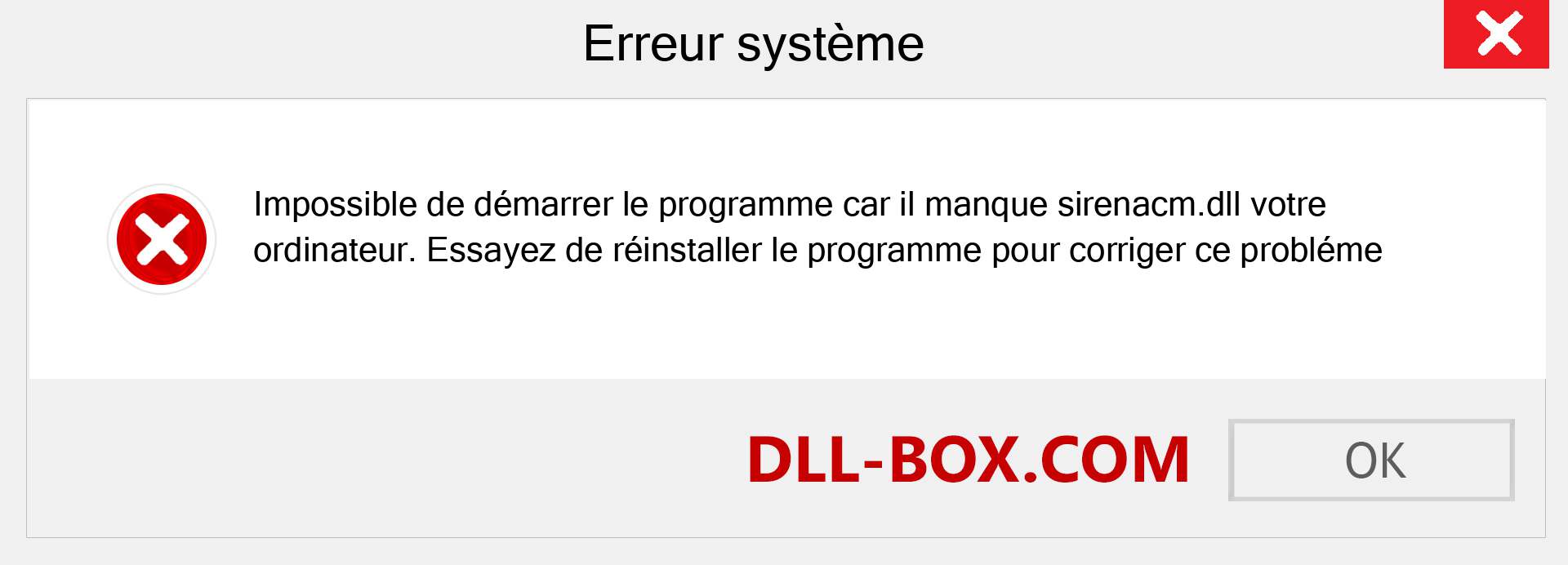 Le fichier sirenacm.dll est manquant ?. Télécharger pour Windows 7, 8, 10 - Correction de l'erreur manquante sirenacm dll sur Windows, photos, images