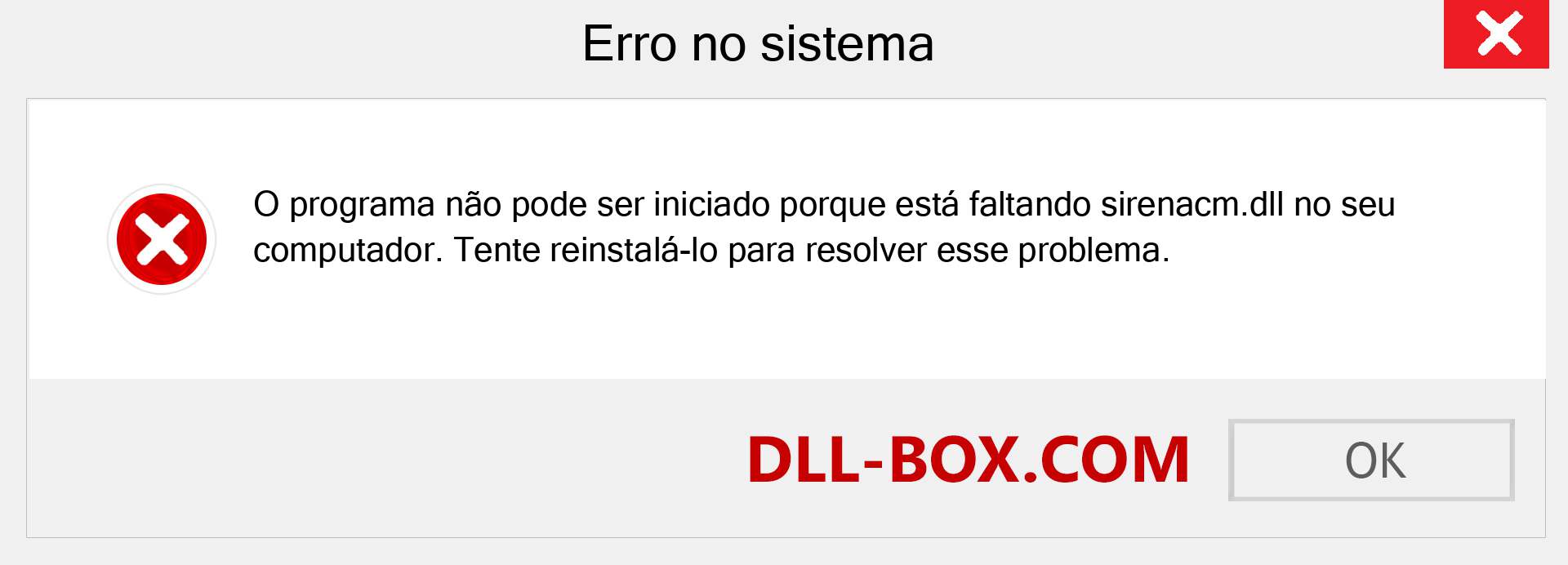 Arquivo sirenacm.dll ausente ?. Download para Windows 7, 8, 10 - Correção de erro ausente sirenacm dll no Windows, fotos, imagens